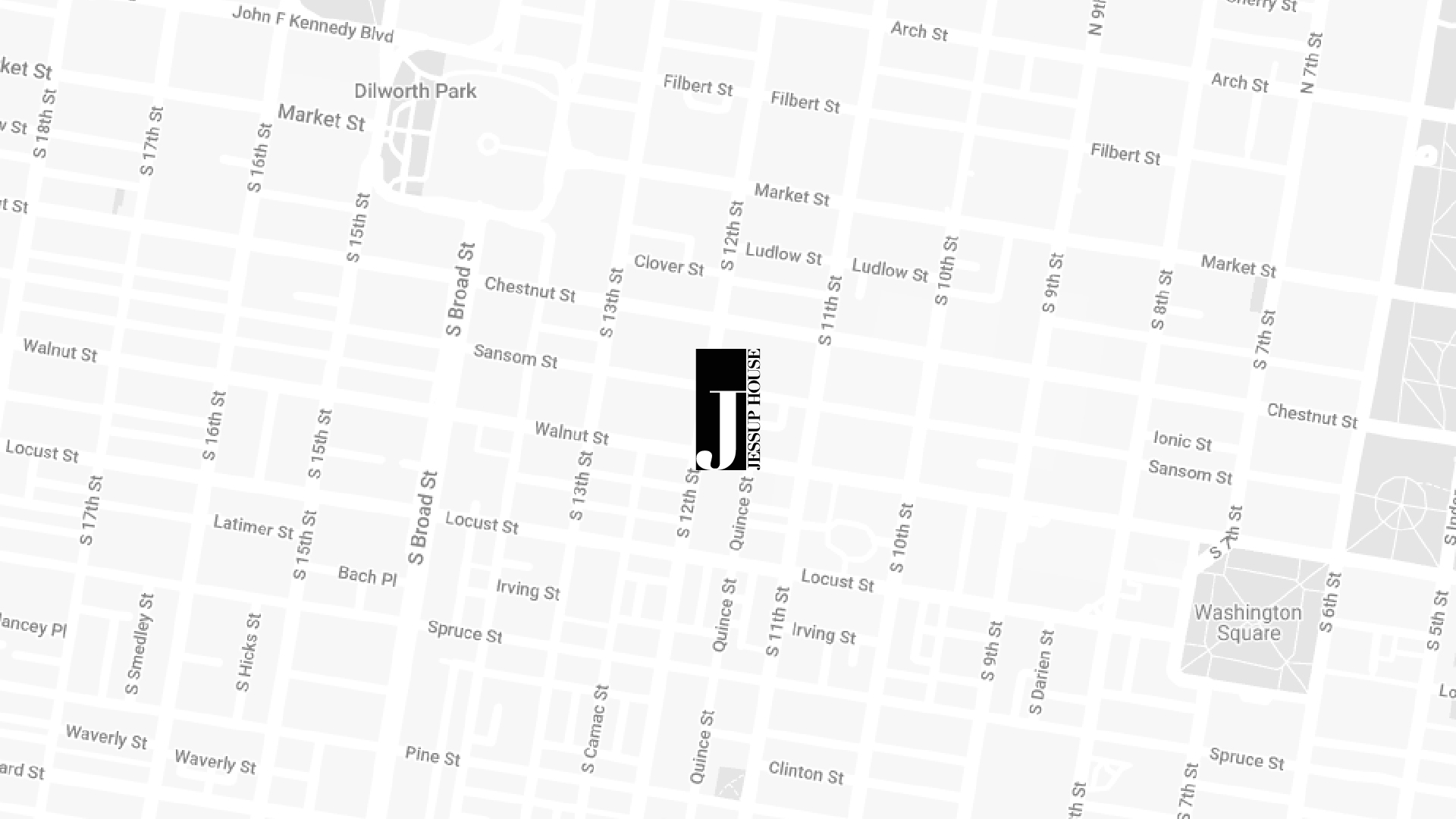 Map of Philadelphia featuring a marker for Jessup House Apartments in Philadelphia and the surrounding neighborhood.